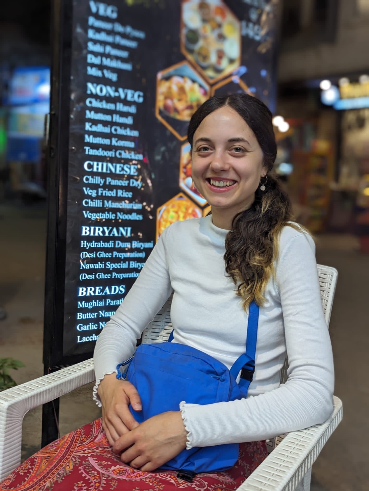 Svenja, between courses. · India